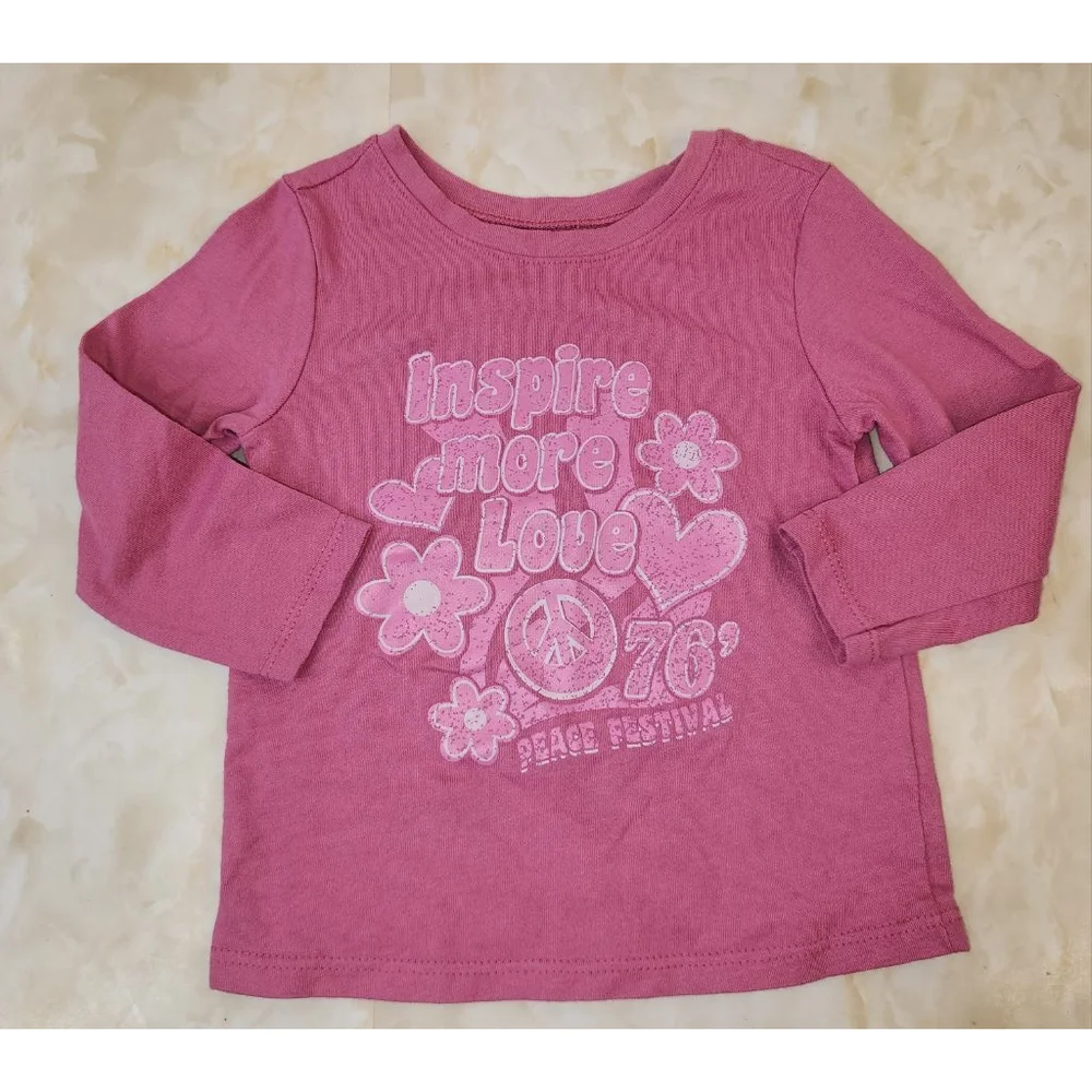 Baby Garanimals Pink White Inspire Love Long Sleeve Tee 12 Months